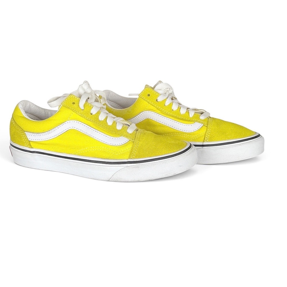 Vans Old Skool Cyber Yellow Suede Canvas Low Top Sneakers Mens 5 Womens 6.5